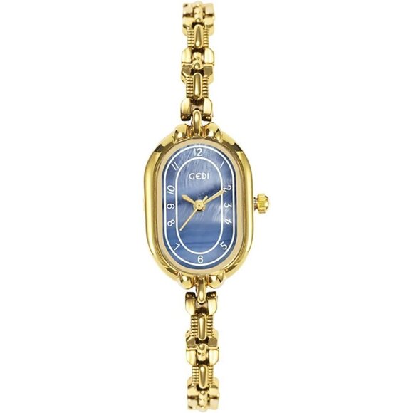 ?Women Gold Vintage Oval Watches Luxury Minimalism Bracelet Small Gold Watch